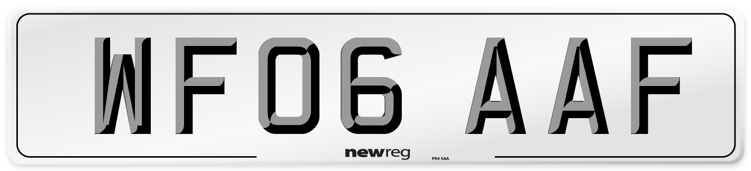 WF06 AAF Number Plate from New Reg